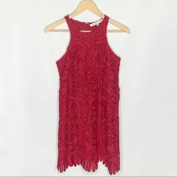 Lovers + Friends Caspian Red Lace Shift Mini Dress XS - Picture 6 of 14
